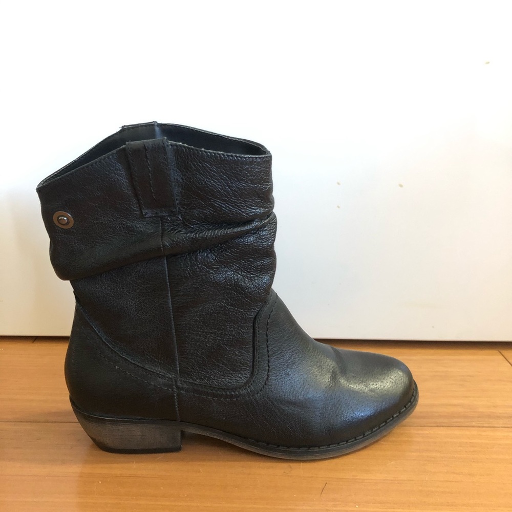 Steve Madden Dymon Western Black Leather Slouch Ankle Boot Size 6.5